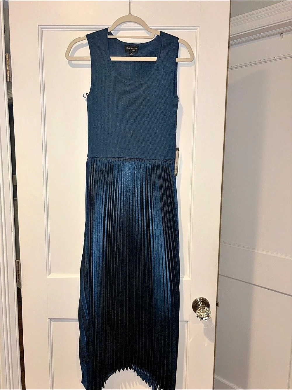 Isaac Mizrahi Pleated Maxi Dress in Blue Size Small NWT